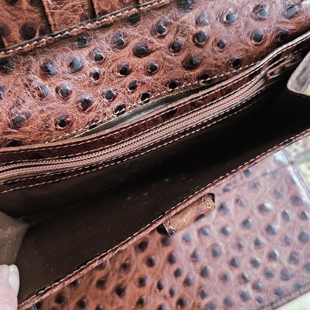 Trifold Ostrich Leather Wallet From "i santi", Italy. Unisex Wallet. - Picture 8 of 9